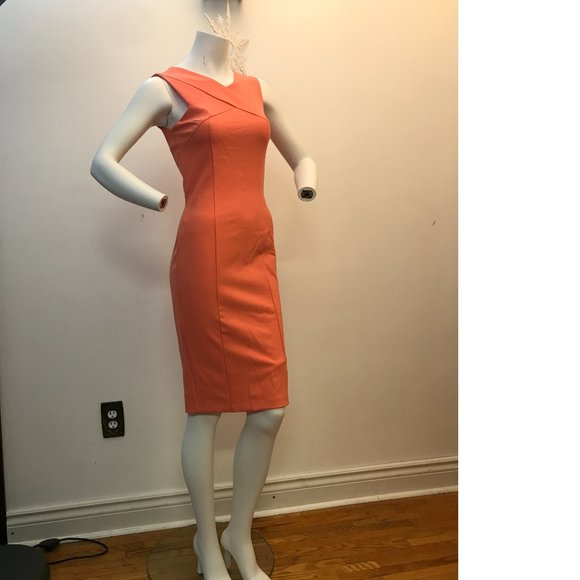 Le Chateau PLUS SIZE Corral Salmon Pink Peach Bodycon Knee Formal Dress Wedding - Picture 3 of 7